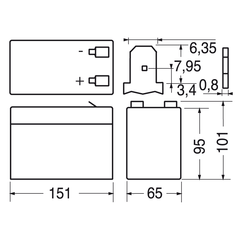 ELCART DISTRIBUTION - BATTERIA RIC.PIOMBO 12V 7,5AH HP