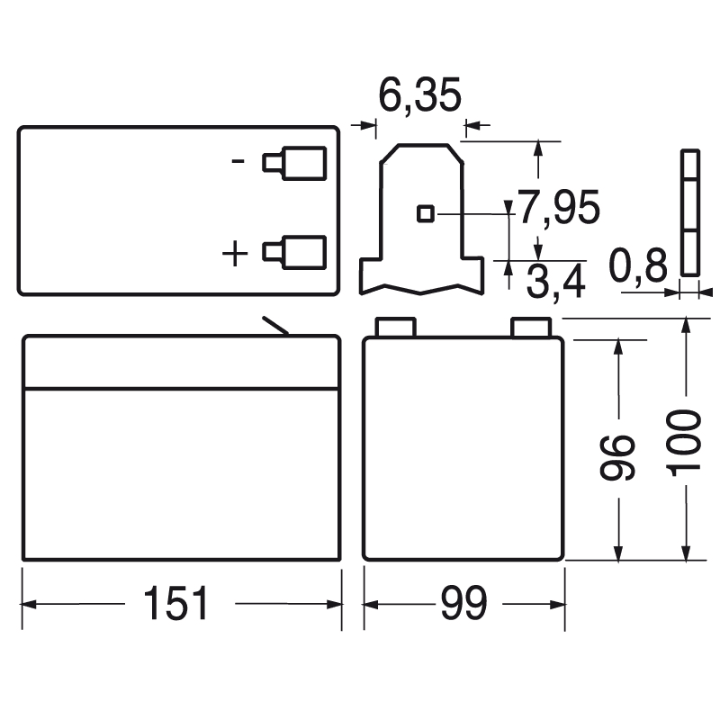 ELCART DISTRIBUTION - BATTERIA RIC.PIOMBO 12V 12 AH F2
