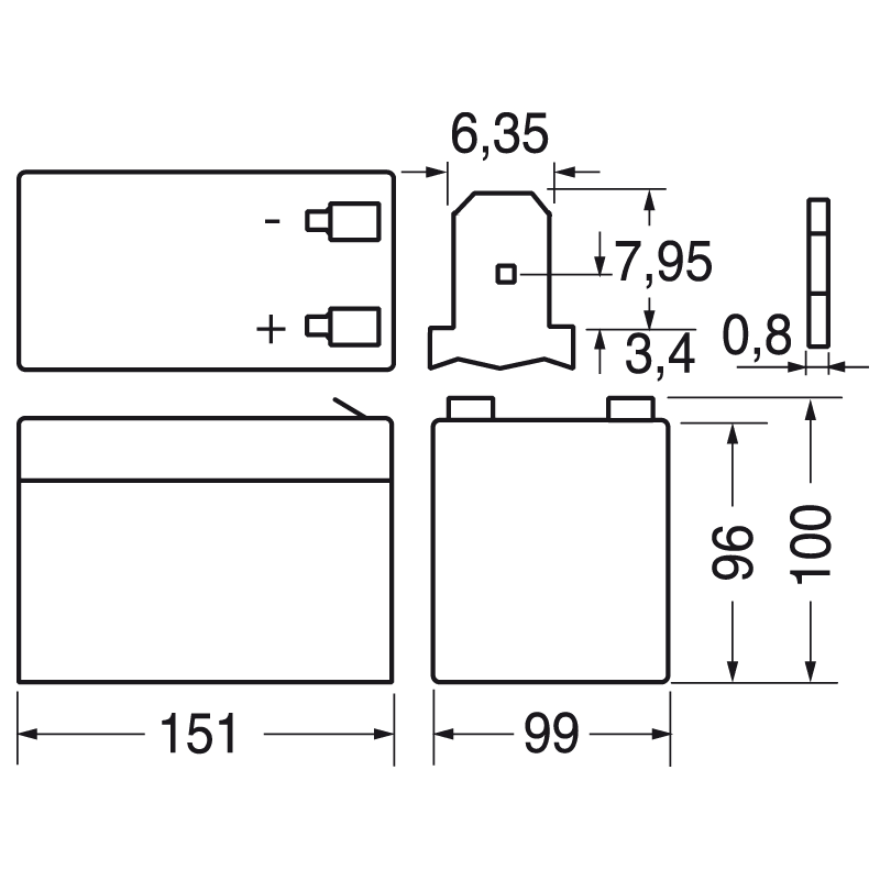 ELCART DISTRIBUTION - BAT.RIC.PIOMBO 12V 14AH T2 CICL.