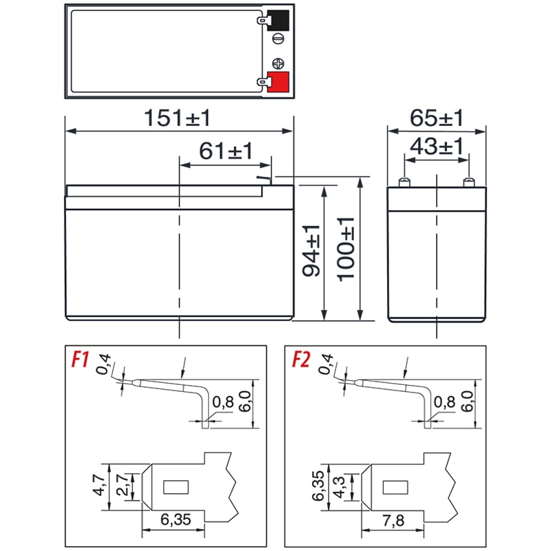 ELCART DISTRIBUTION - BATT.RIC.PIOMBO 12V 7AH F.6,3MM