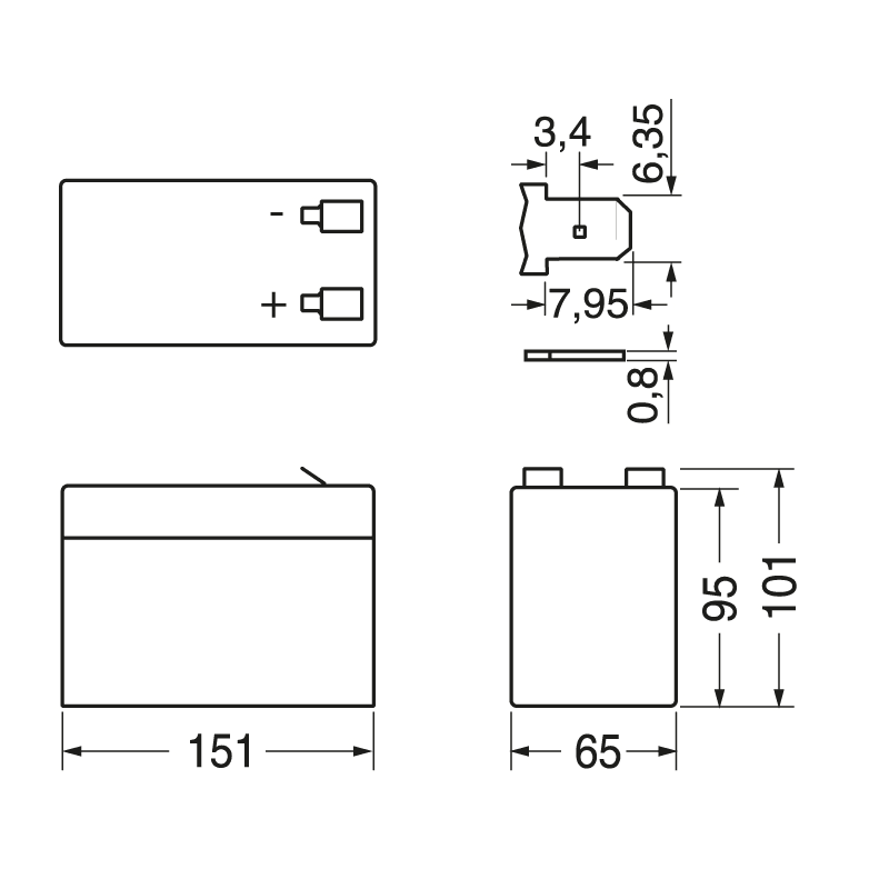 ELCART DISTRIBUTION - BAT.EXTRACELL LIFEPO4 12.8V 6AH