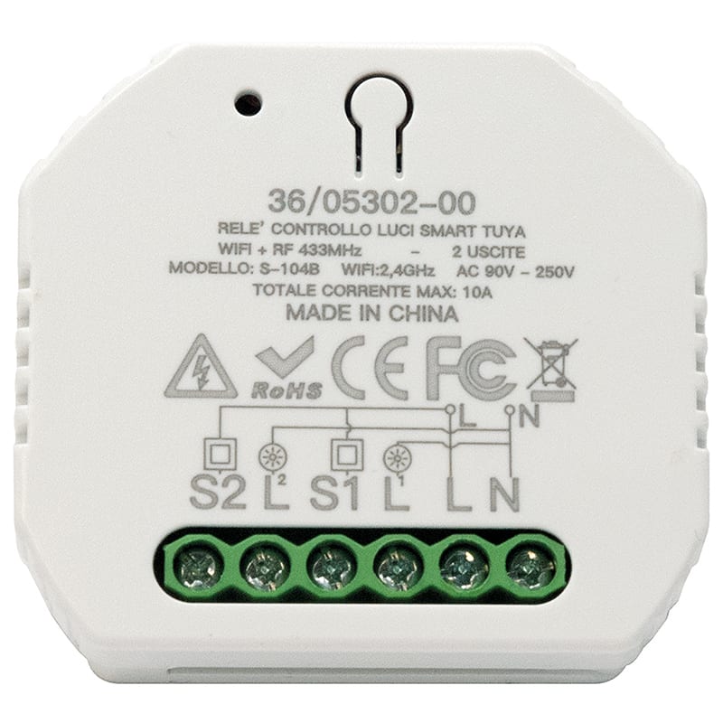 ELCART DISTRIBUTION - RELE' CONTROLLO LUCI TUYA 2CANALI