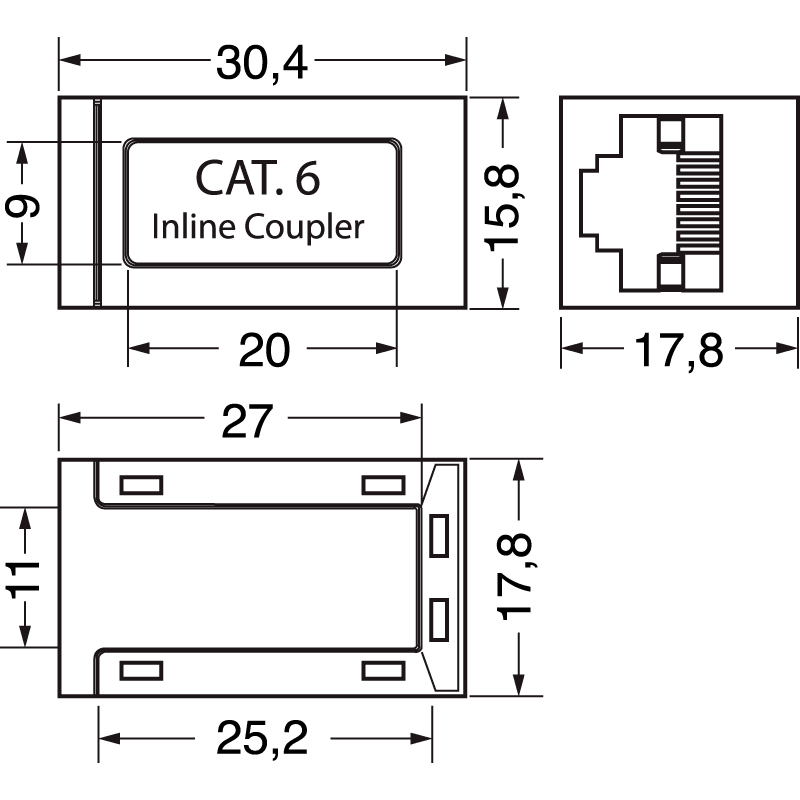 ELCART DISTRIBUTION - ADATTATORE CAT.6 8P8C SCHERMATO