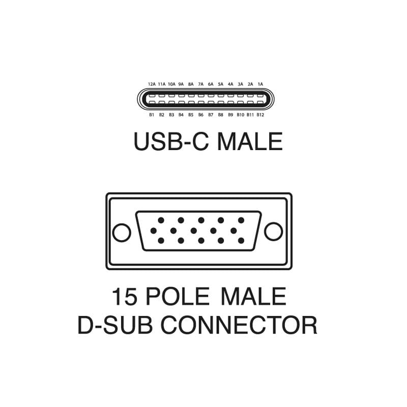 ELCART DISTRIBUTION - CAVO USB-C /VGA 15P M 1,8MT 1080P