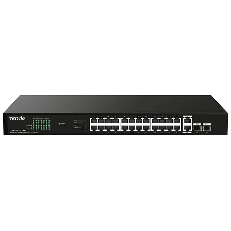 TENDA - SWITCH POE GIGABIT 24P +2P +2SFP TENDA