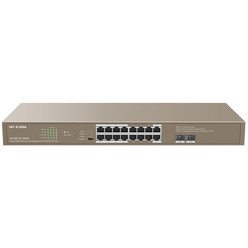 TENDA - SWITCH POE GIGABIT 16P +2SFP IP-COM