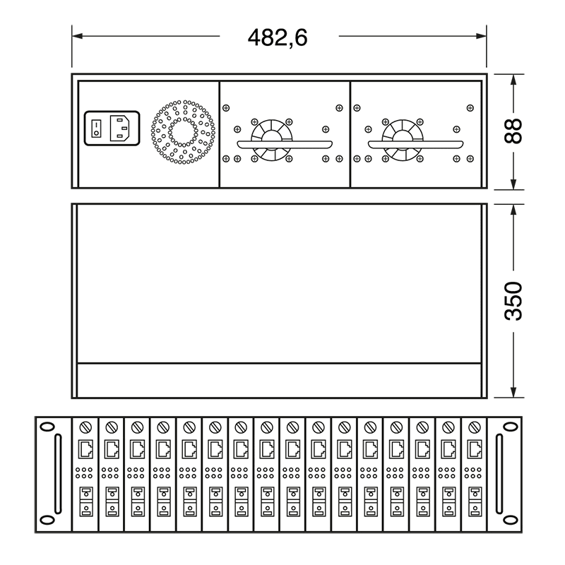 CUDY - CHASSIS FOR MC 14 SLOT DUAL POWE