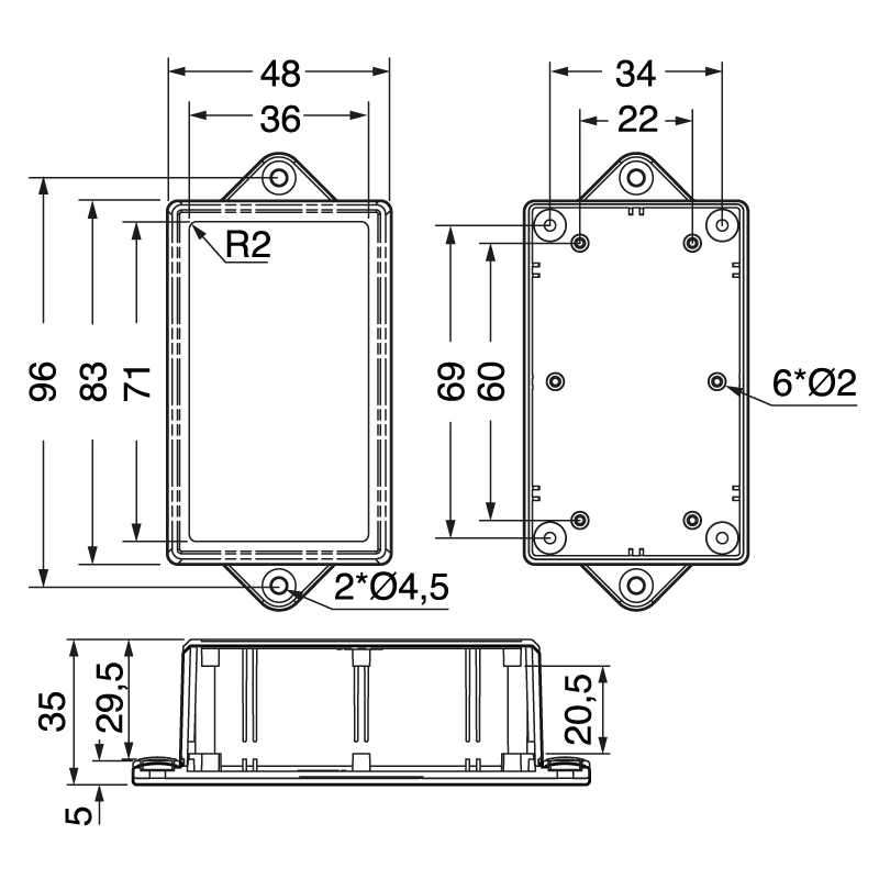 ELCART DISTRIBUTION - CONTENITORE FLANGIA 110X48X35NERO 500018500