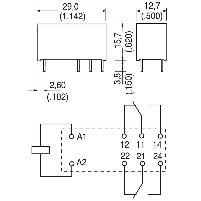 ELCART DISTRIBUTION - RT424048   RELE MODUL.2SC. 48VCC