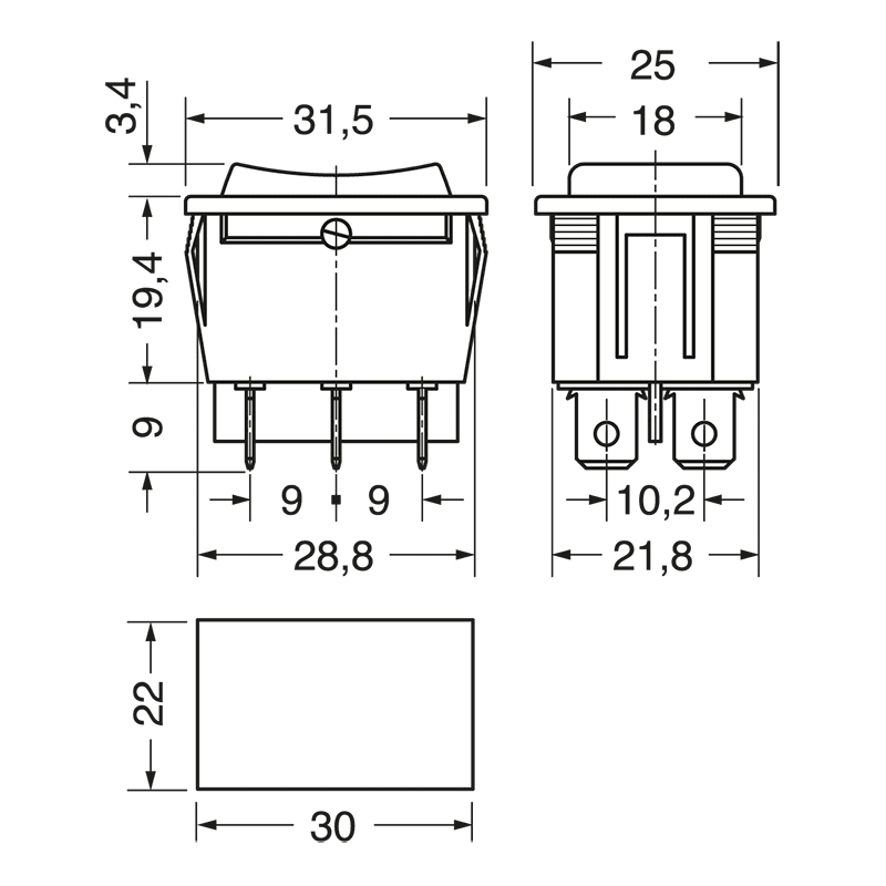 ELCART DISTRIBUTION - DEVIATORE BIPOLARE 3P.AUTOR.NERO 040678600