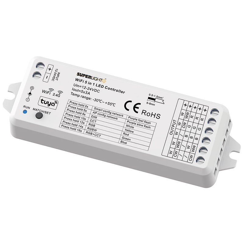 ELCART DISTRIBUTION - CONTR.LED WIFI TUYA ALLINONE 5X3A 132215000