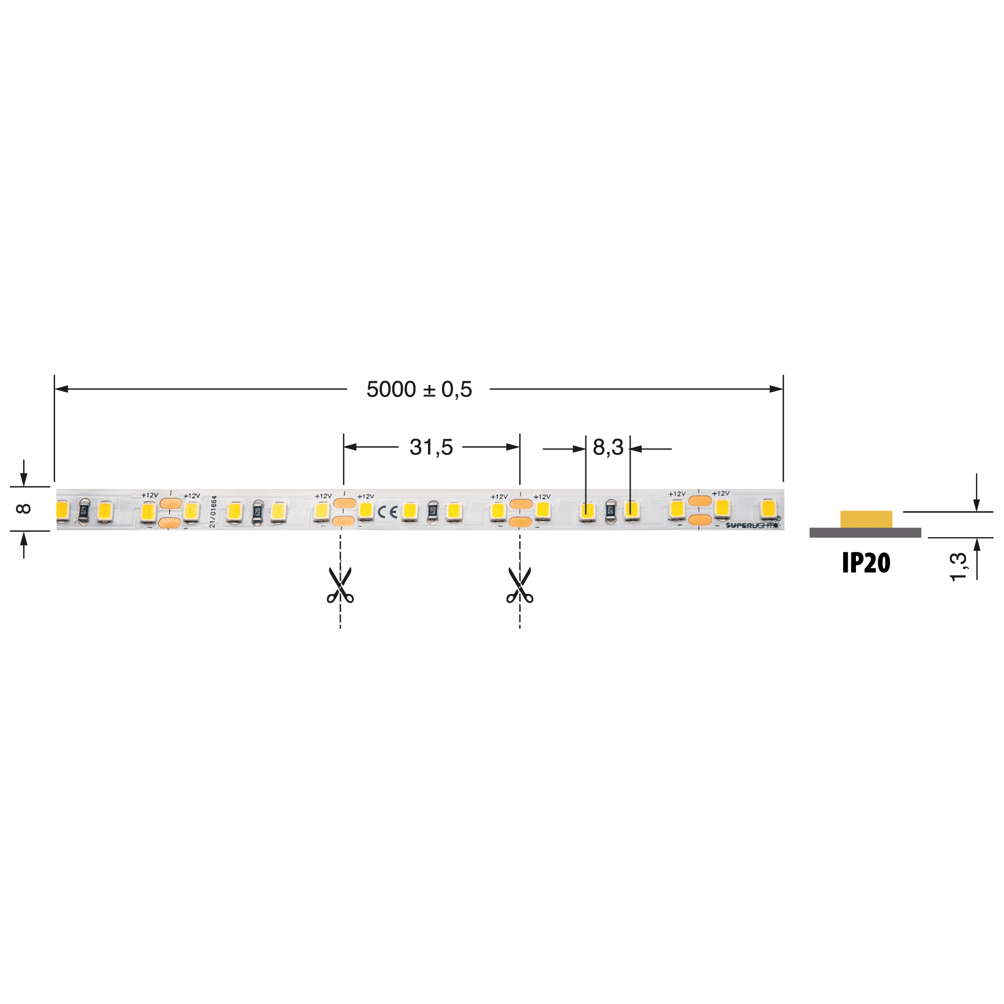ELCART DISTRIBUTION - STRISCIA LED 8W/M BCC 12V IP20 186094500