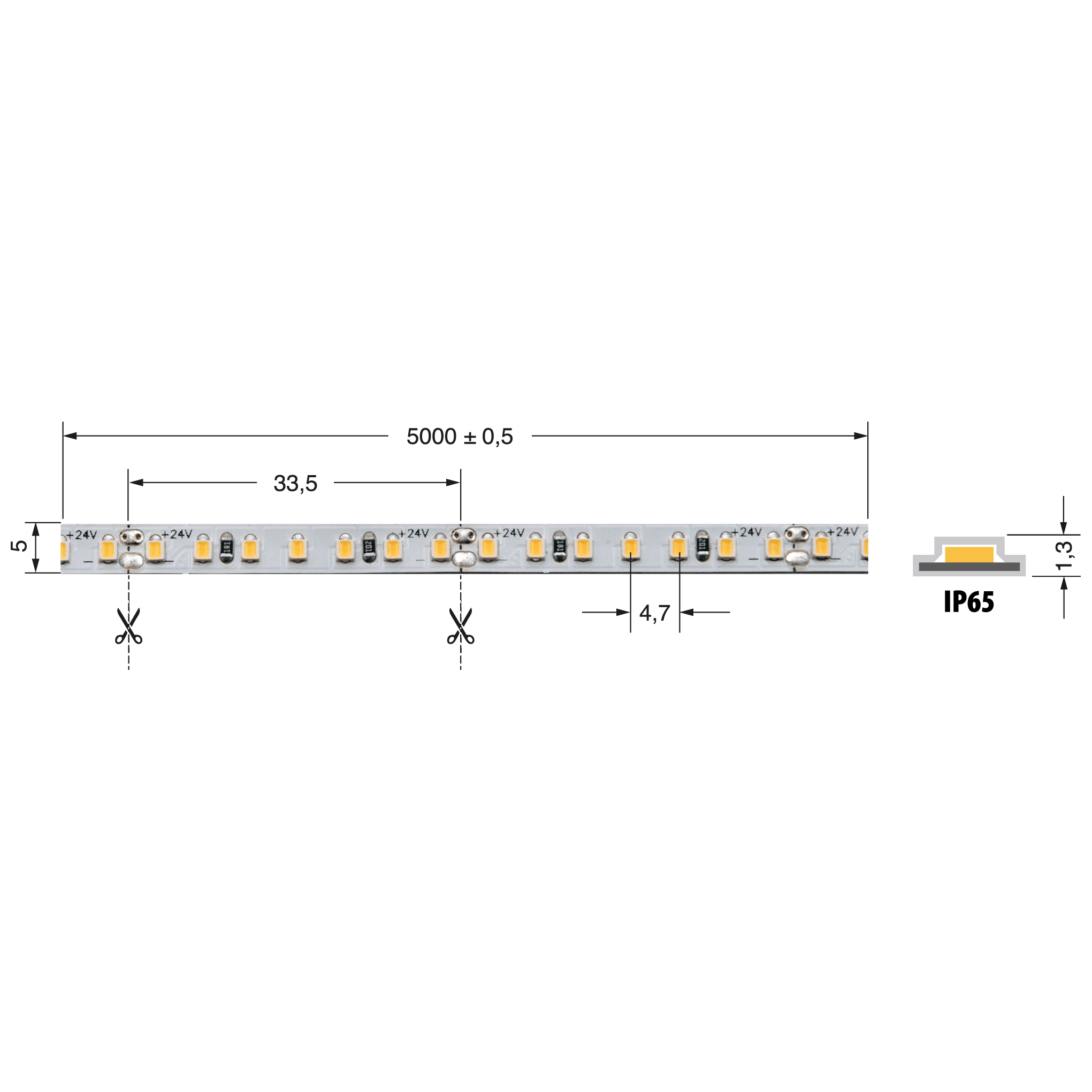 ELCART DISTRIBUTION - S.LED 5MM 8,6W/M 24V BF IP65 CR90 186409000