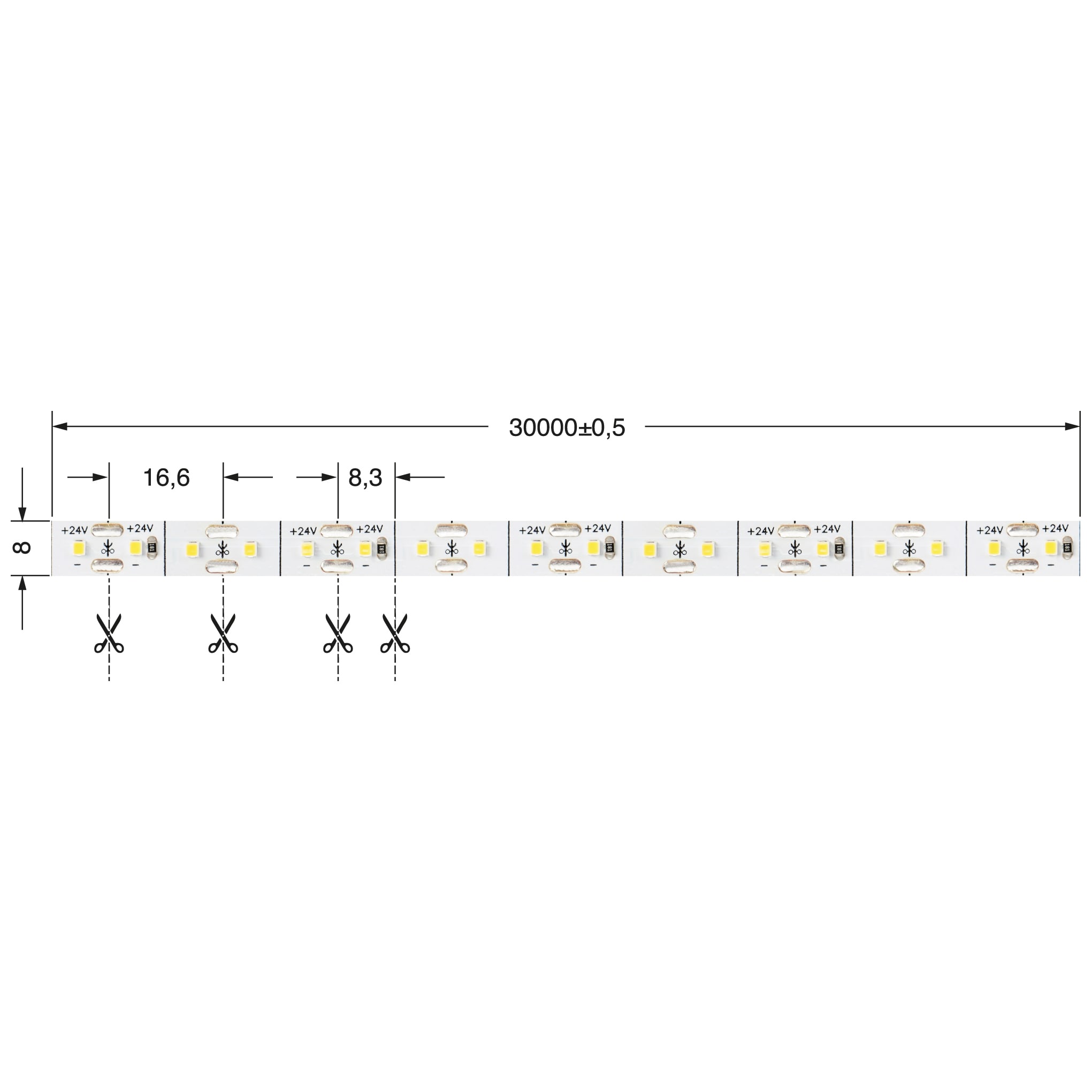 ELCART DISTRIBUTION - ST.LED SH.C.9,6W BC 24V IP20 30M