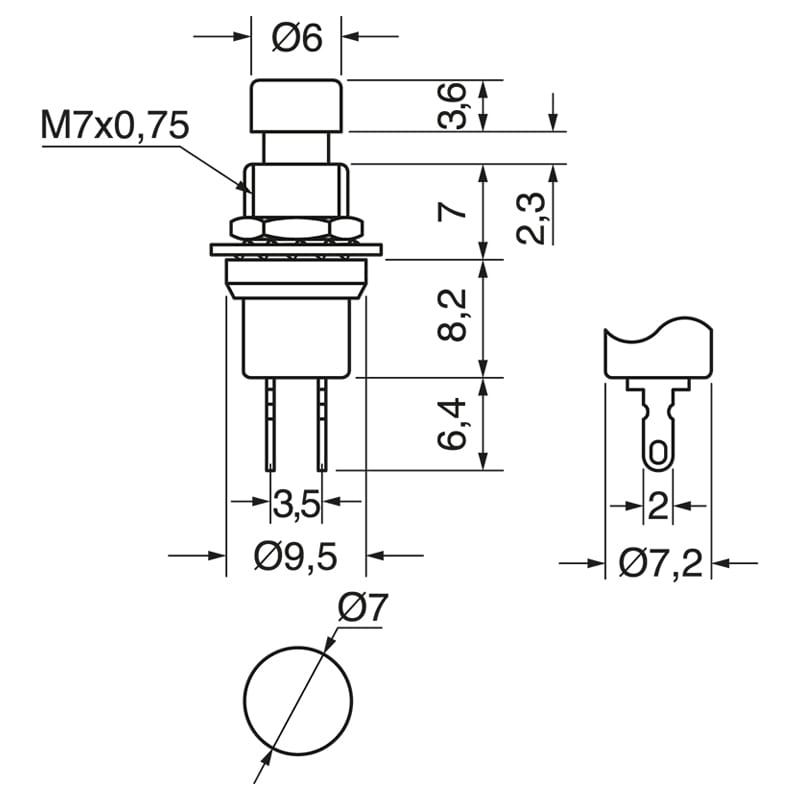 ELCART DISTRIBUTION - PULSANTE NORM. APERTO ROSSO PROF. 040652100
