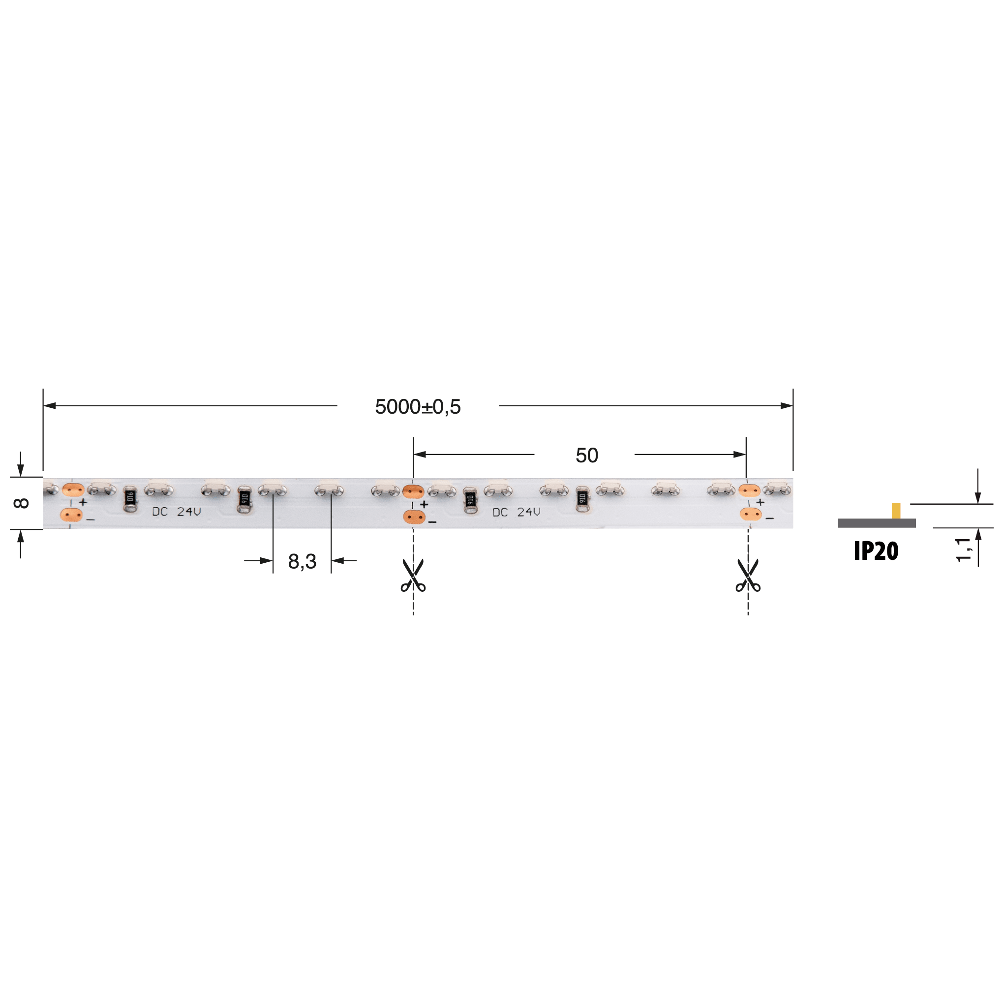 ELCART DISTRIBUTION - STRISCIALED 14,4W/M BF 24V IP20 S