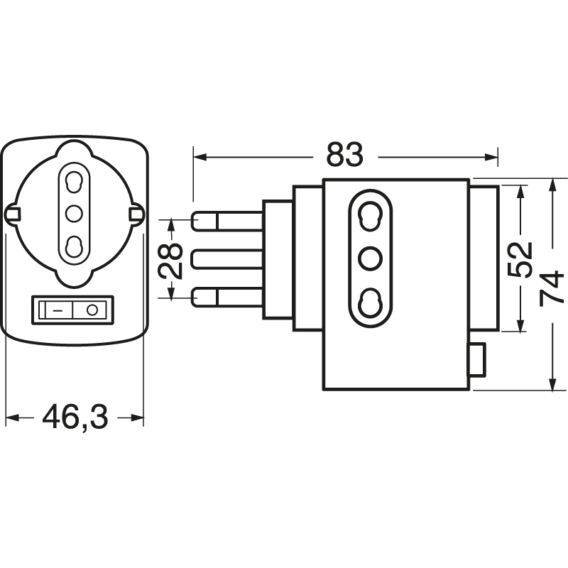 ELCART DISTRIBUTION - PRESA MULTIPLA 3 POSTI ROTANTE