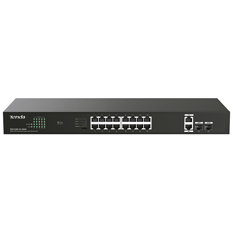 TENDA - SWITCH POE GIGABIT 16P +2P +2SFP IP-COM