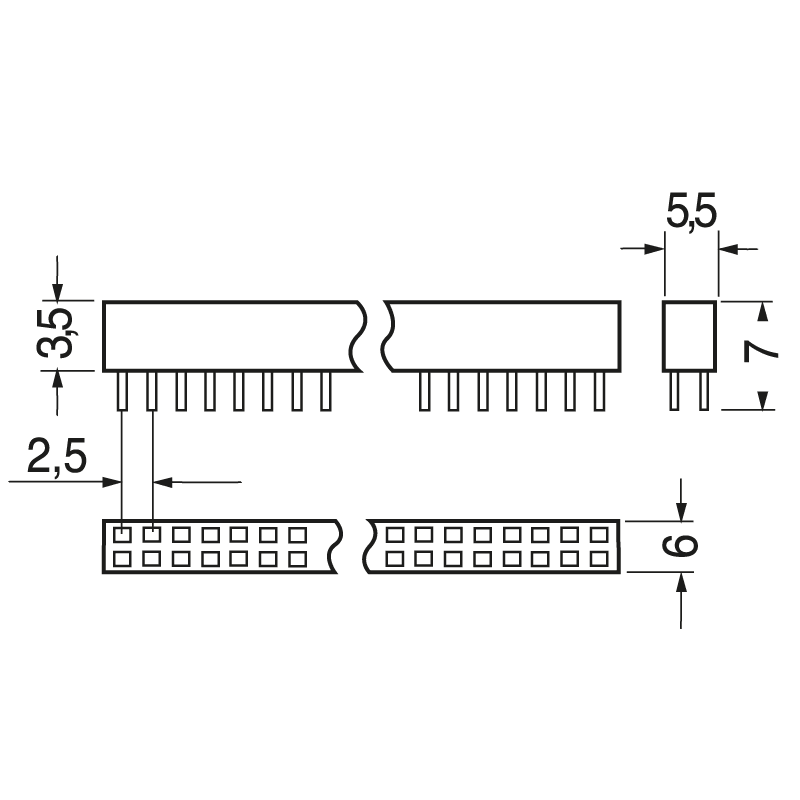 ELCART DISTRIBUTION - CONN. FEMMINA 40+40 POLI 2.54MM