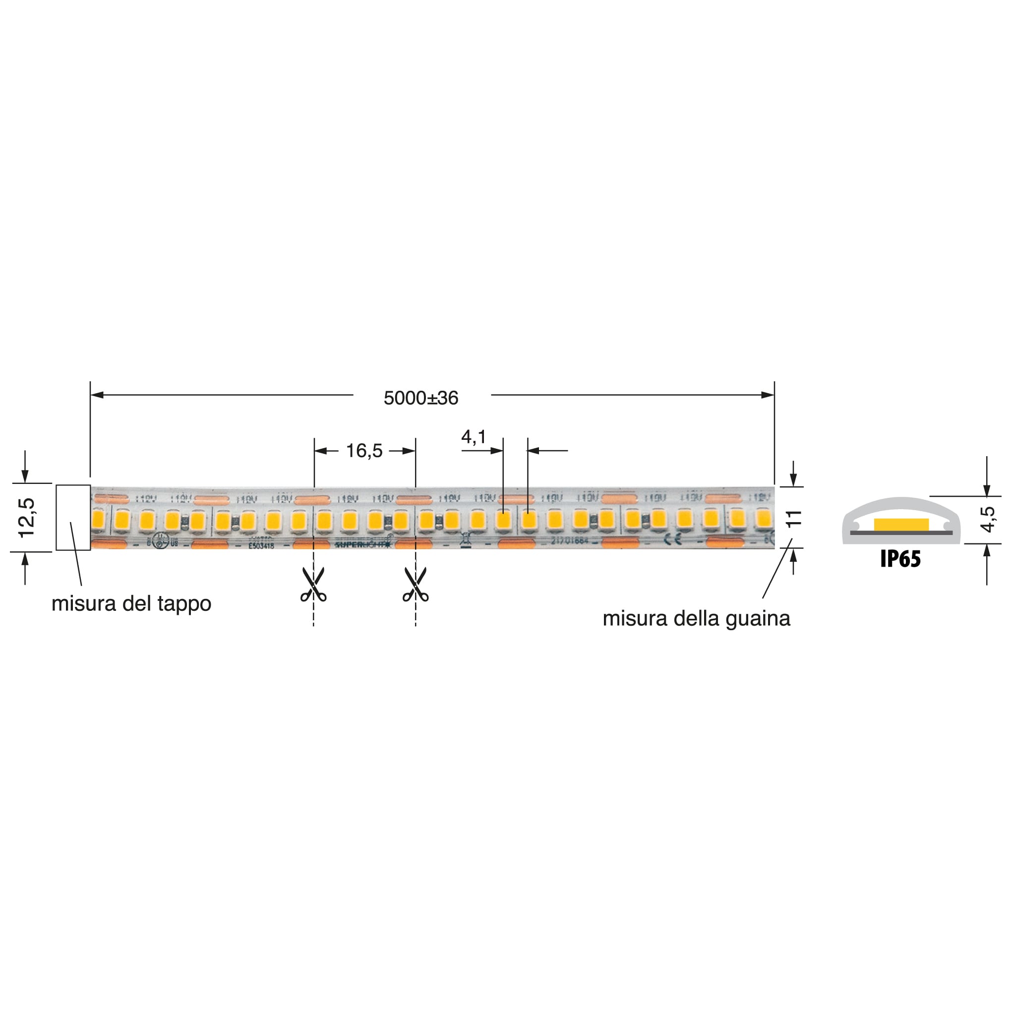 ELCART DISTRIBUTION - STRISCIA LED 13W/M BN 12V IP65