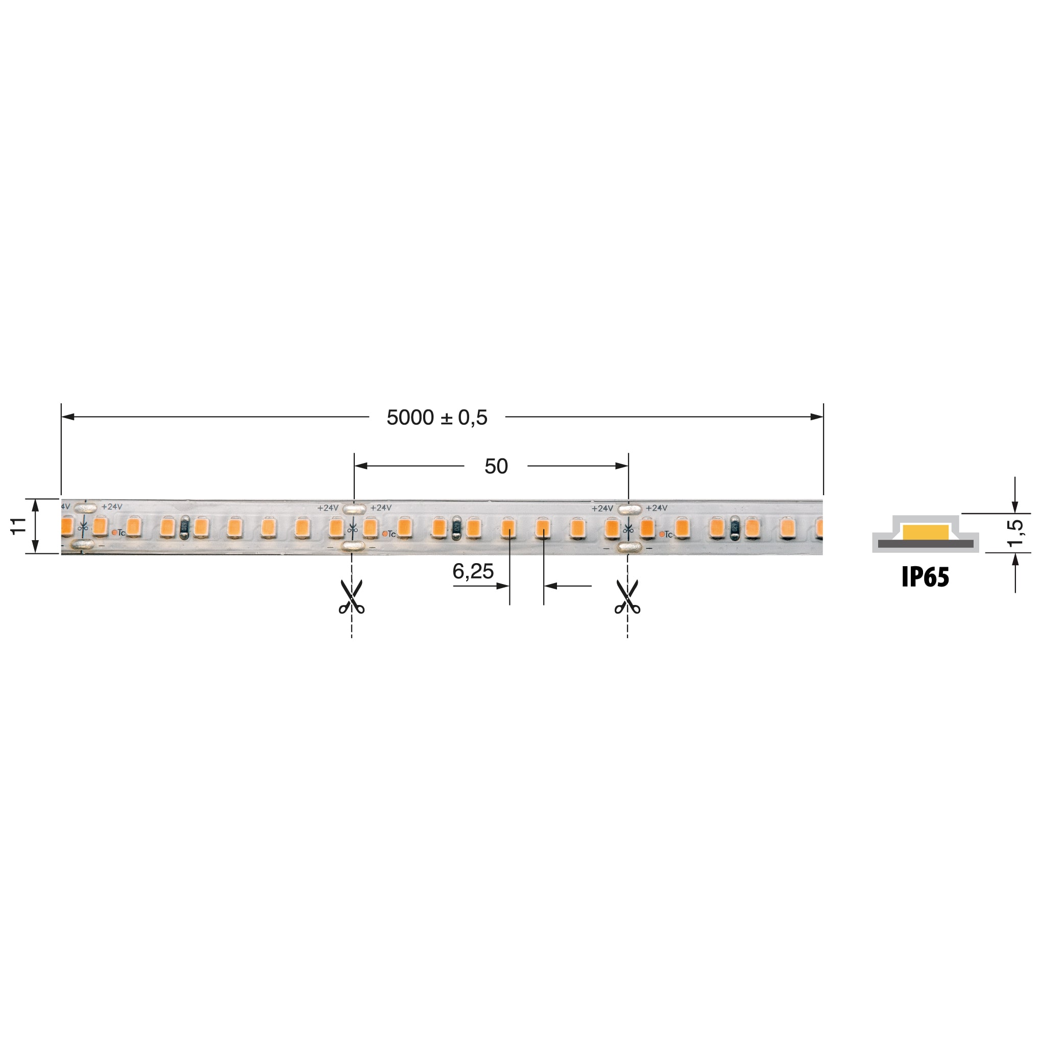 ELCART DISTRIBUTION - STR.LED 19.2W/M BF 24V IP66 CRI90