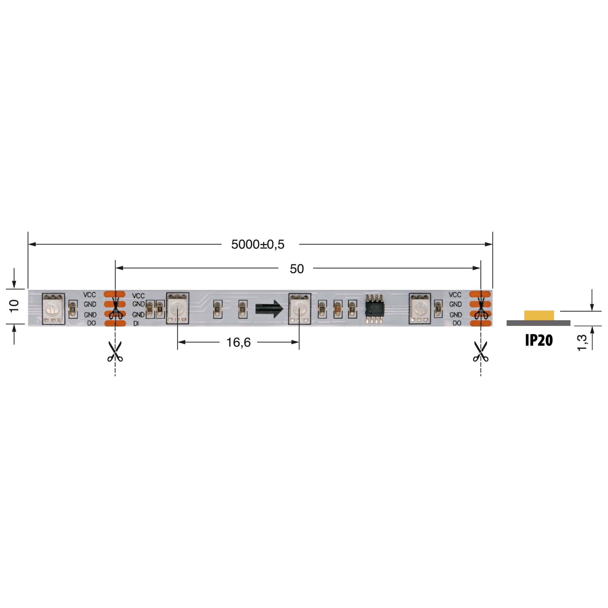 ELCART DISTRIBUTION - DIG.STRIP 14,4W/M RGB 12V IP20