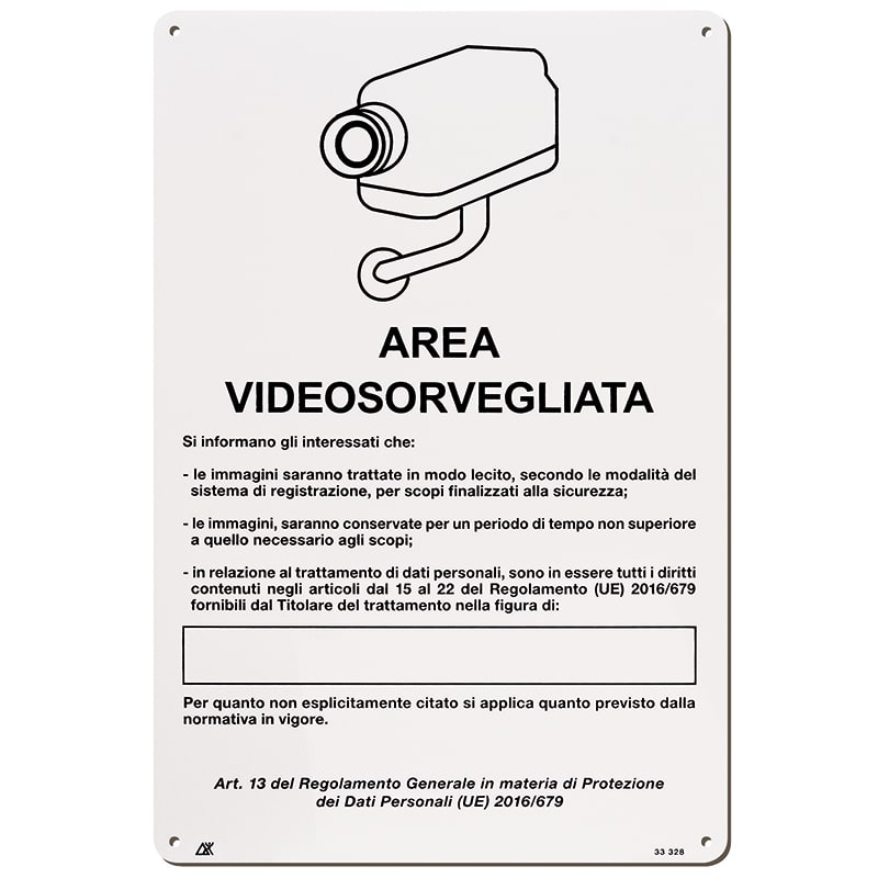 ELCART DISTRIBUTION - CARTELLO AREA VIDEOSORVEGLIATA