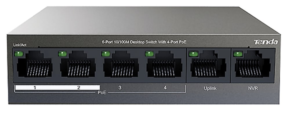 TENDA - SWITCH 4 10/100 POE + 2 UPLINK TENDA