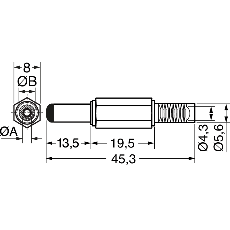 ELCART DISTRIBUTION - PRESA DC PROF.(5,5X2,5X14)+ GUIDA