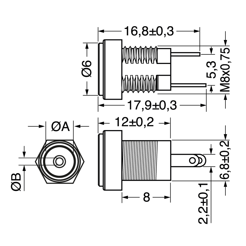 ELCART DISTRIBUTION - SPINA ALIM. 5,5 X 2,5 DA PANNELLO