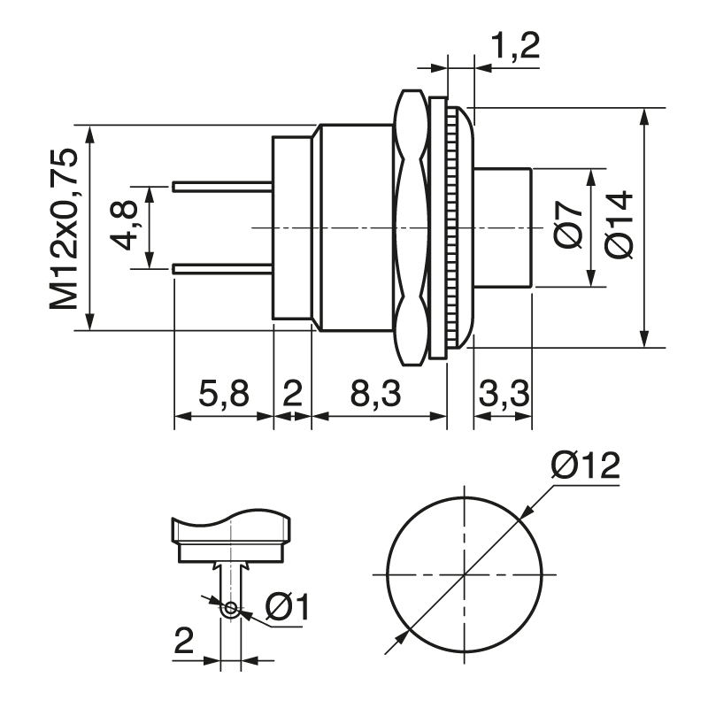 ELCART DISTRIBUTION - PULSANTE MINIATURA N.A. NERO