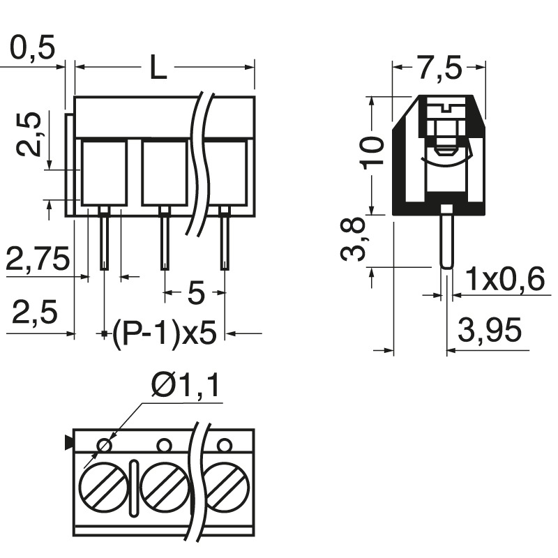 ELCART DISTRIBUTION - MORSETTO LAM. P. 5 3VIE H.10