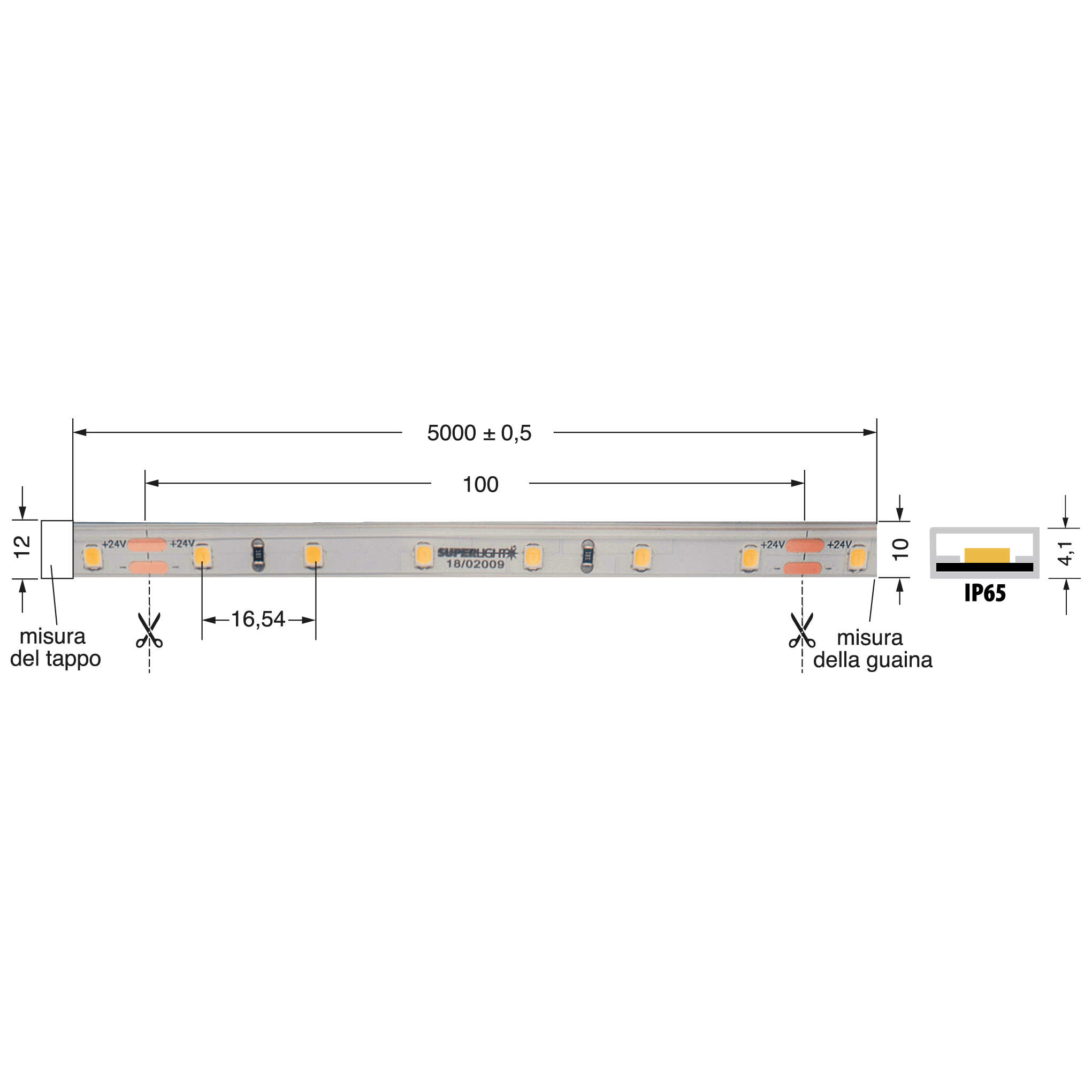 ELCART DISTRIBUTION - STRISCIA LED 5W/M BCC 24V IP65