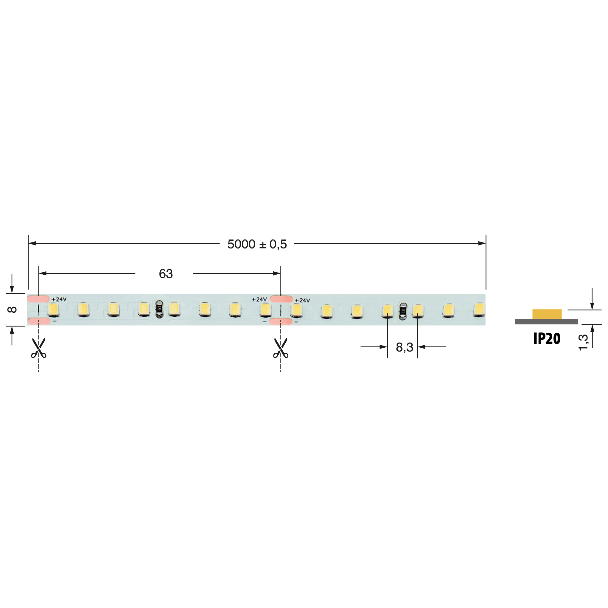 ELCART DISTRIBUTION - STRISCIA LED 8W/M BCC 24V IP20