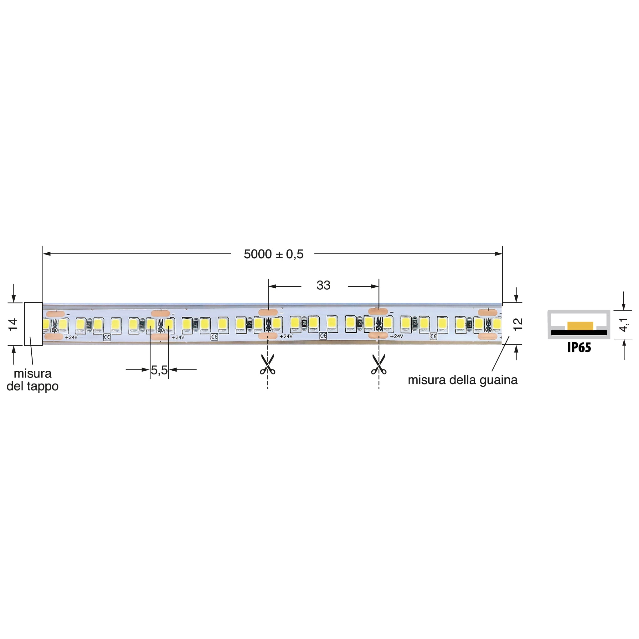 ELCART DISTRIBUTION - LEDSTRIP 16W/MT 24V BCALDO. IP65