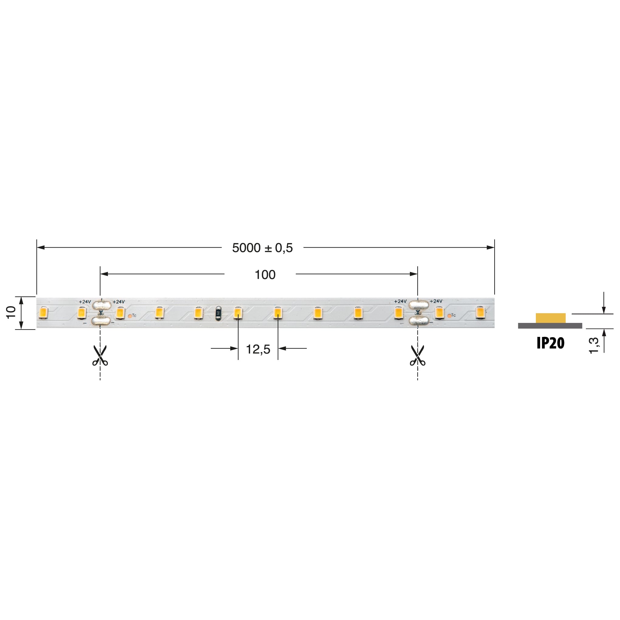 ELCART DISTRIBUTION - STR.LED 14,4W/M BN 24V IP20 CRI90
