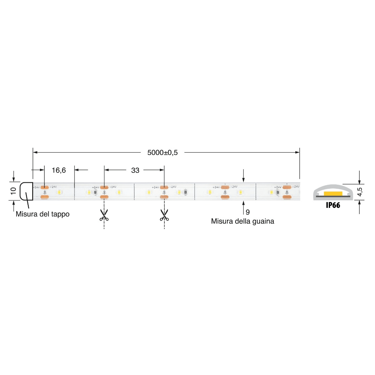 ELCART DISTRIBUTION - ST.LED SH.C.4,8W BC 24V IP66 5M