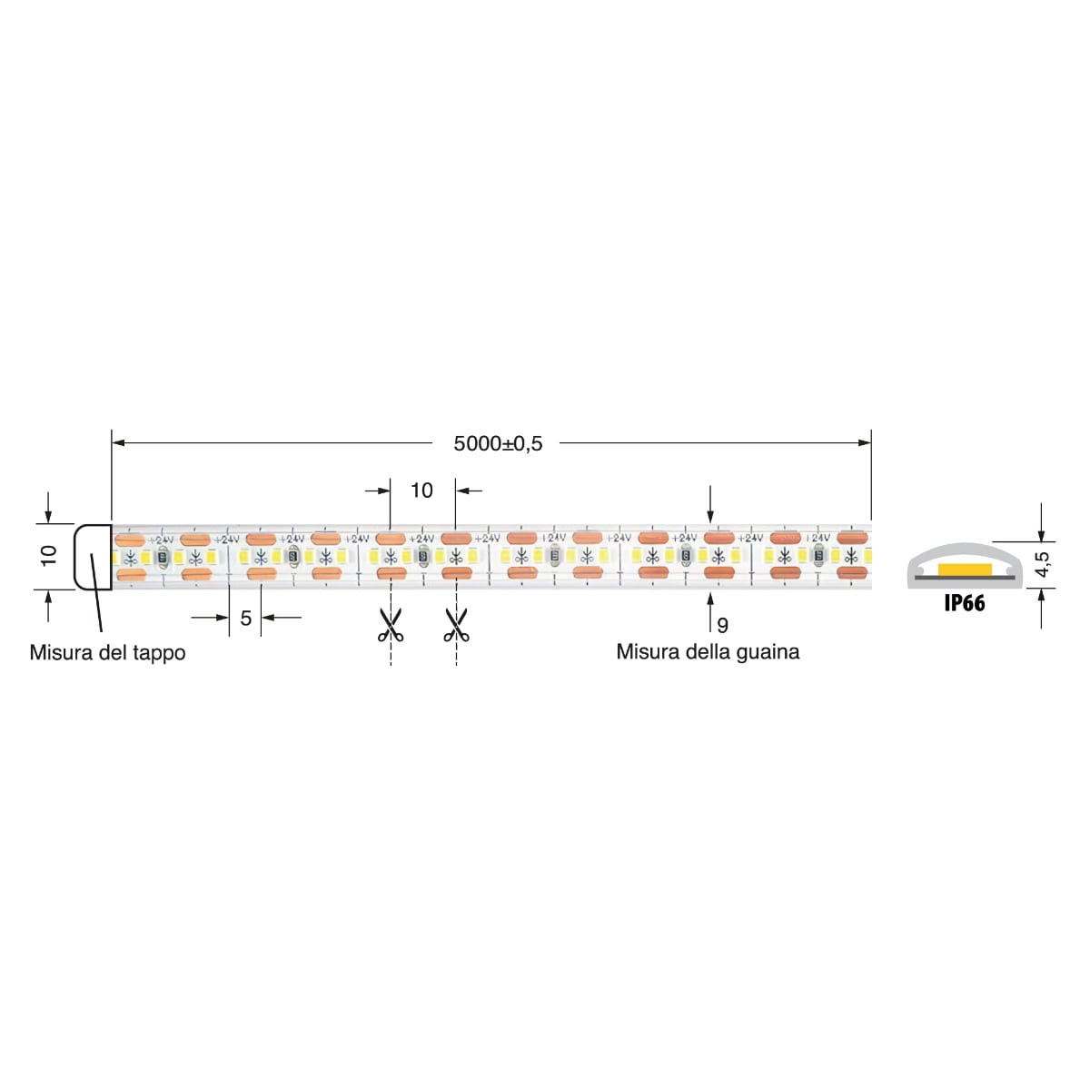 ELCART DISTRIBUTION - ST.LED SH.C.14,4W BN 24V IP66 5M
