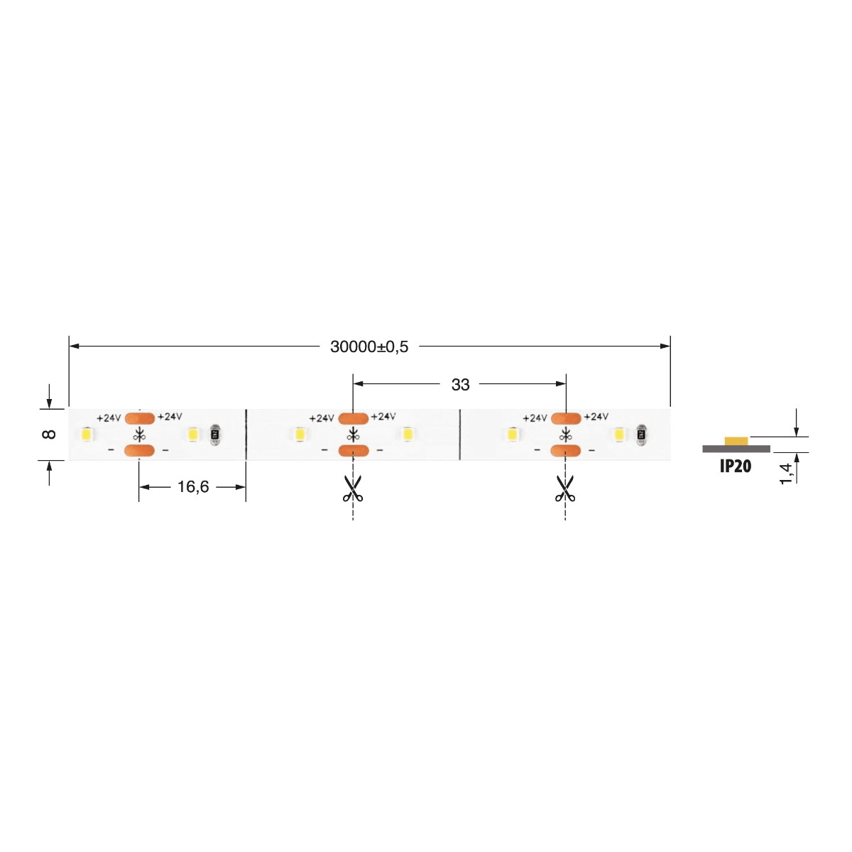 ELCART DISTRIBUTION - ST.LED SH.C.4,8W BC 24V IP20 30M