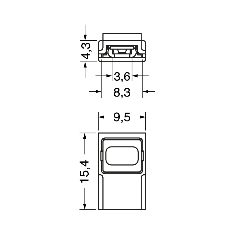 ELCART DISTRIBUTION - 4PZ CONN.CLIP STRIP-WIRE 8MM 5A