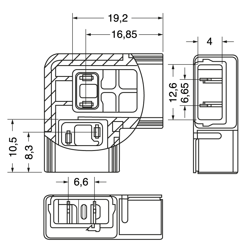 ELCART DISTRIBUTION - 4PZ CONN.SMD STRI.ANGOLO 10MM220V