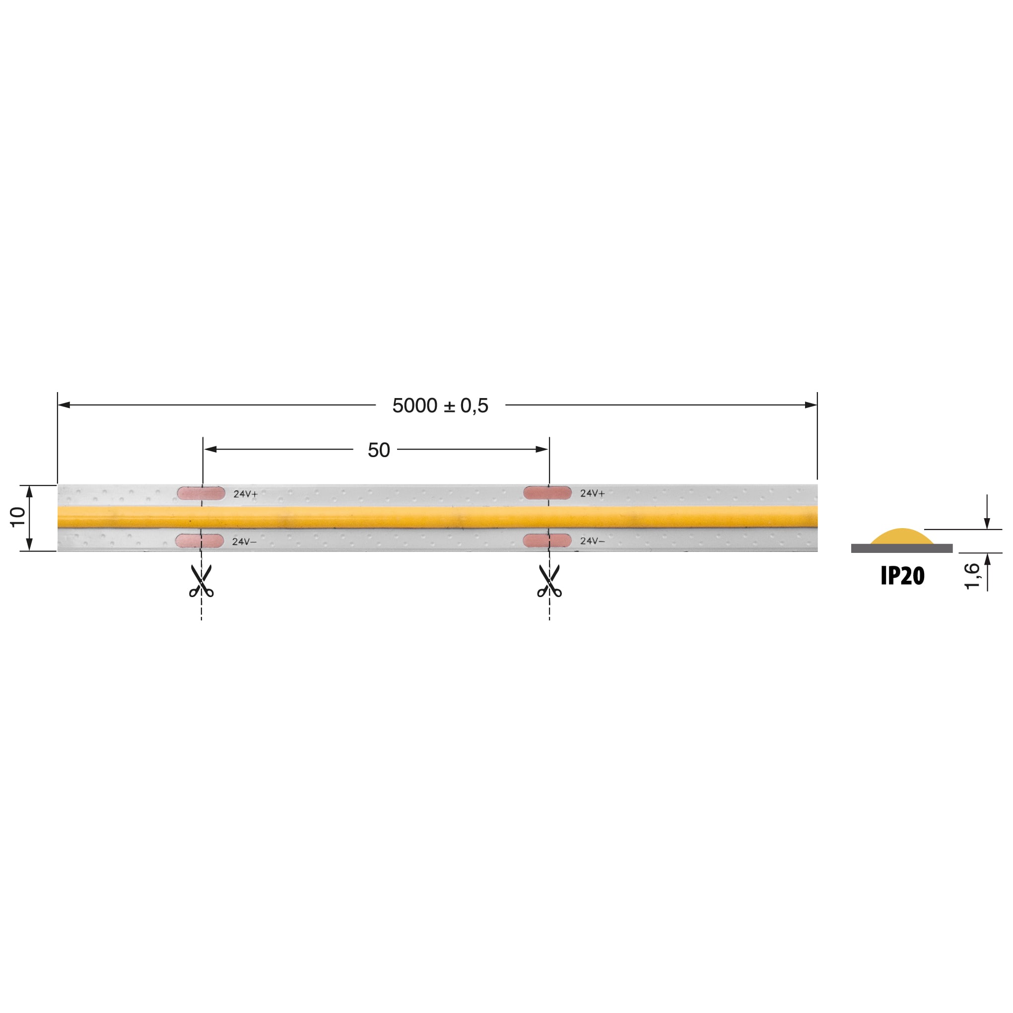 ELCART DISTRIBUTION - S.LED COB 19W/M 24V BN IP20 CRI90