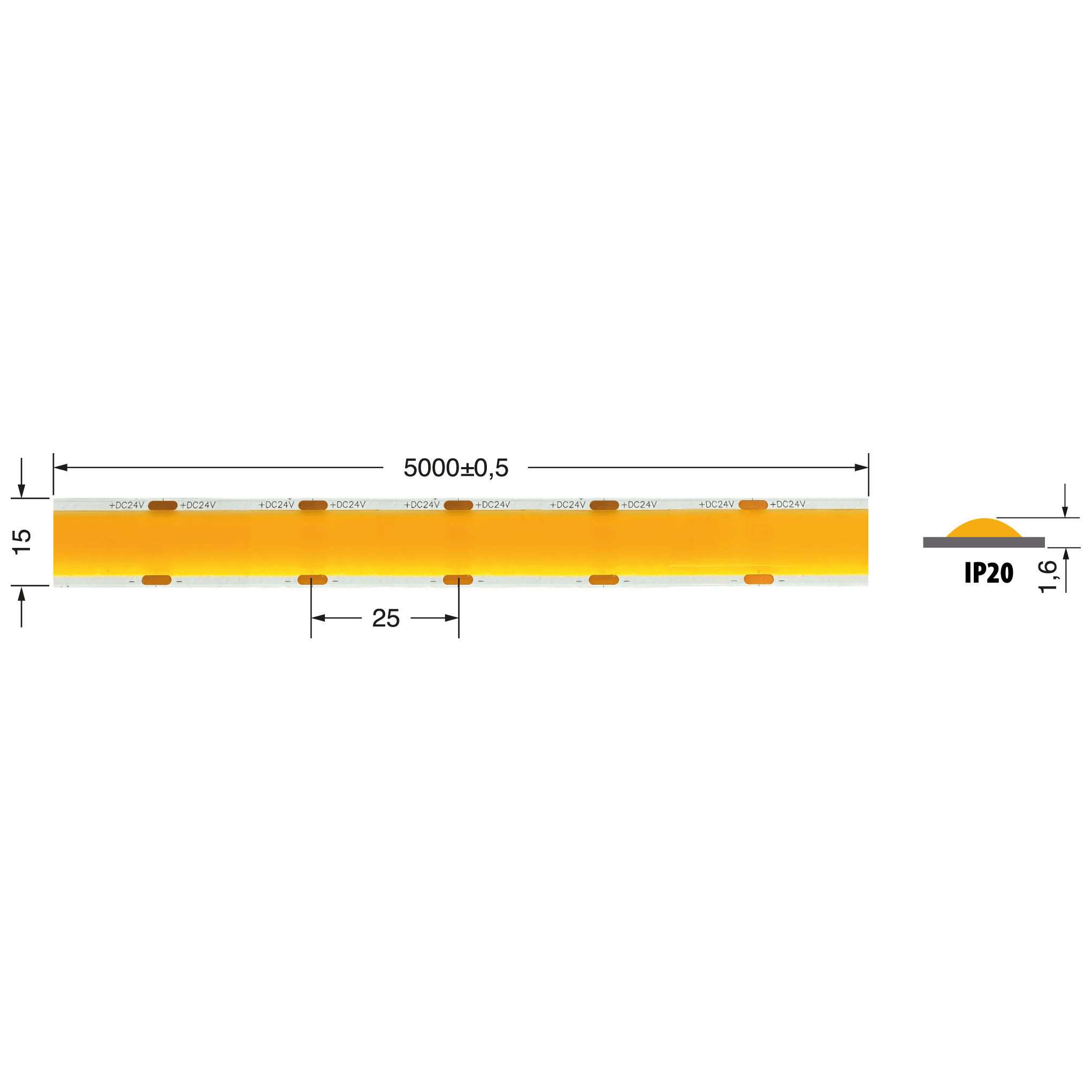 ELCART DISTRIBUTION - S.L COB 3FIL 25W/M 24V 3000K IP20
