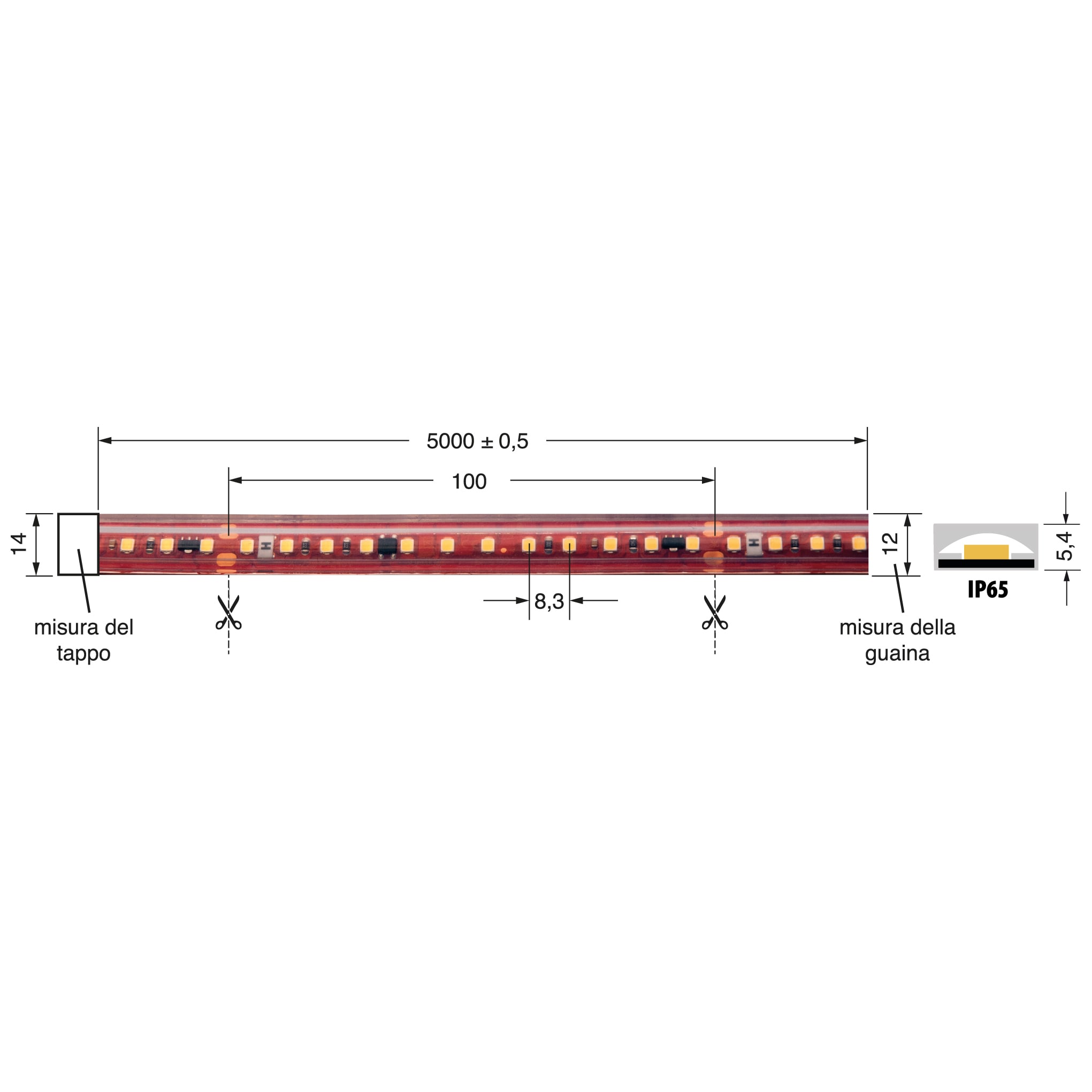 ELCART DISTRIBUTION - STRI.LED 17W/M BF 220V IP65 5M