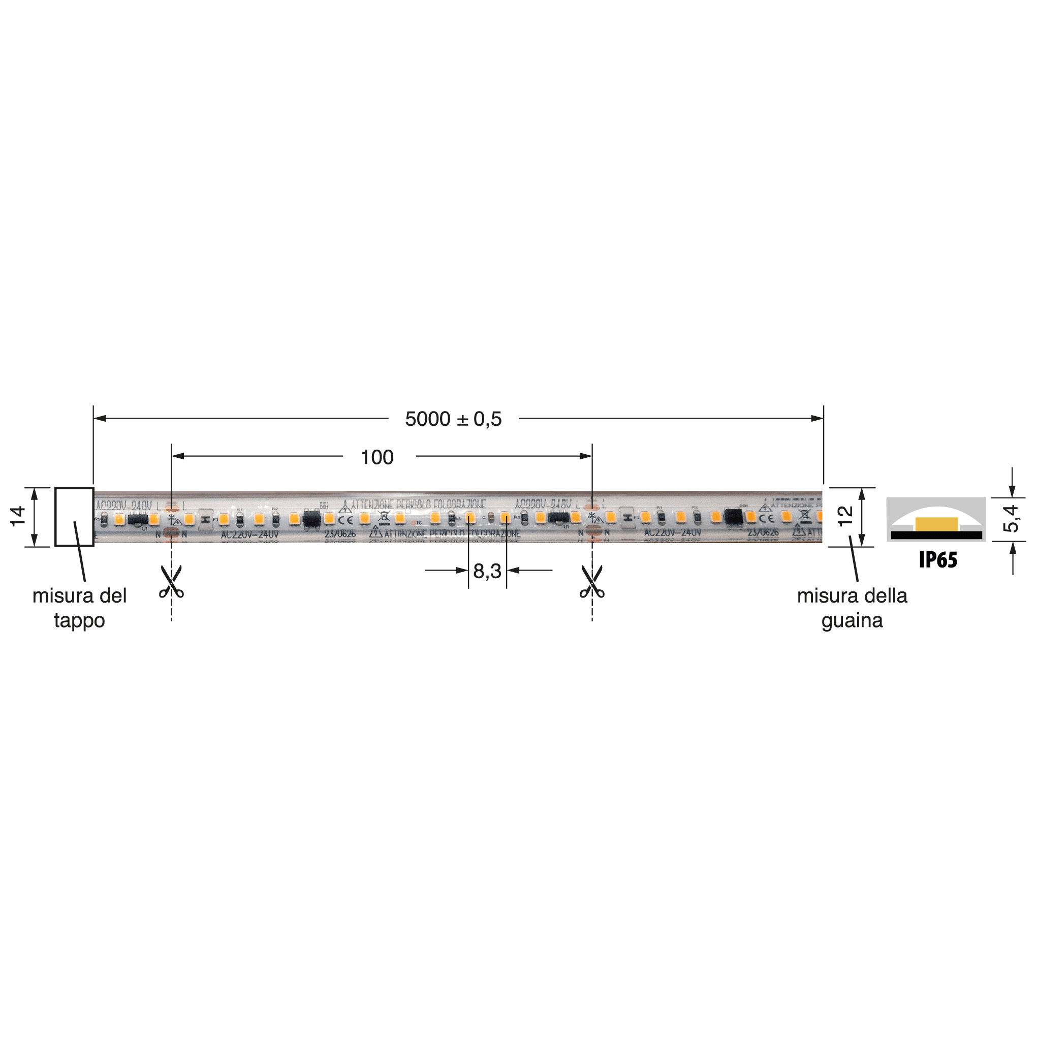 ELCART DISTRIBUTION - STRI.LED 17W/M BC 220V IP65 5M