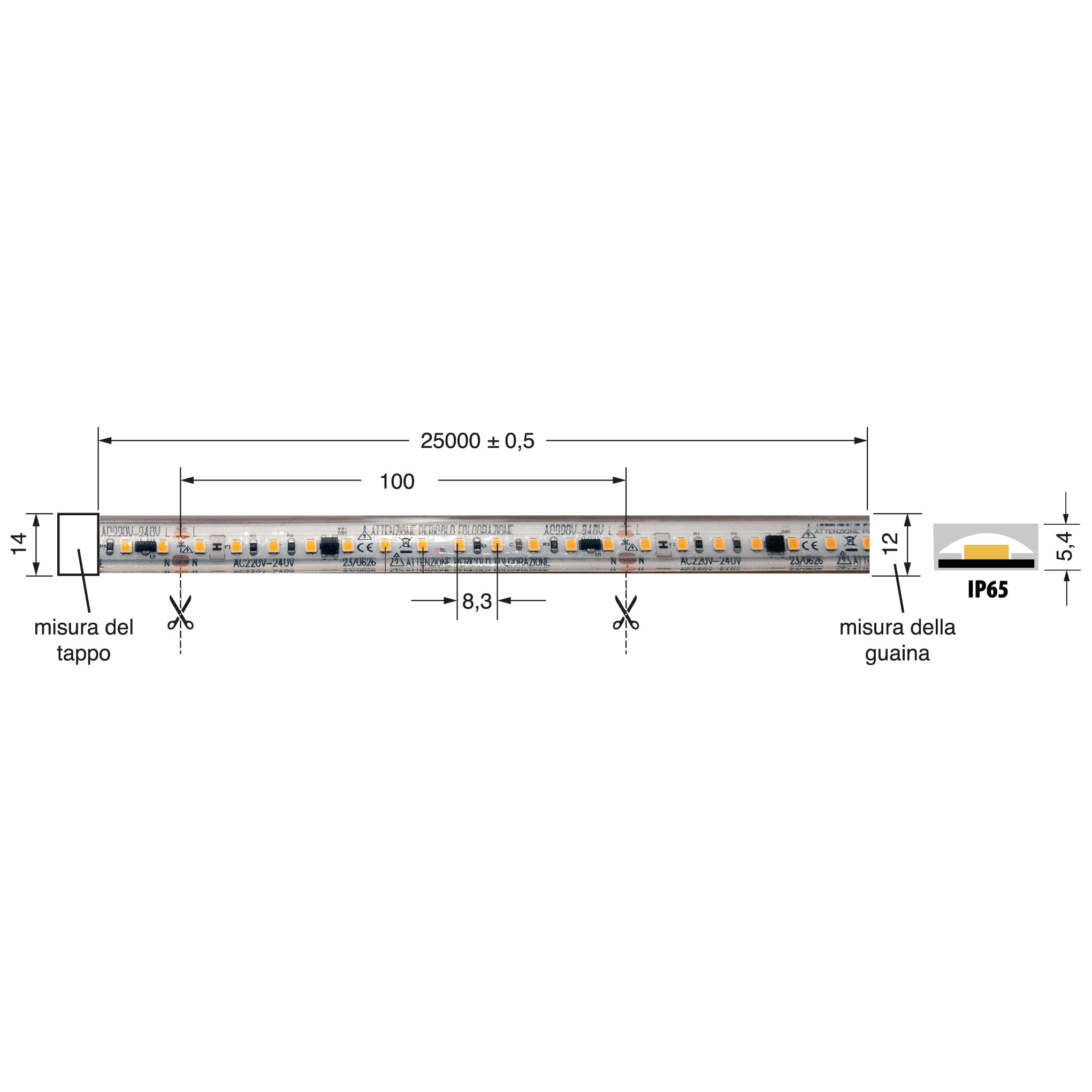 ELCART DISTRIBUTION - STRI.LED 17W/M BN 220V IP65 25M