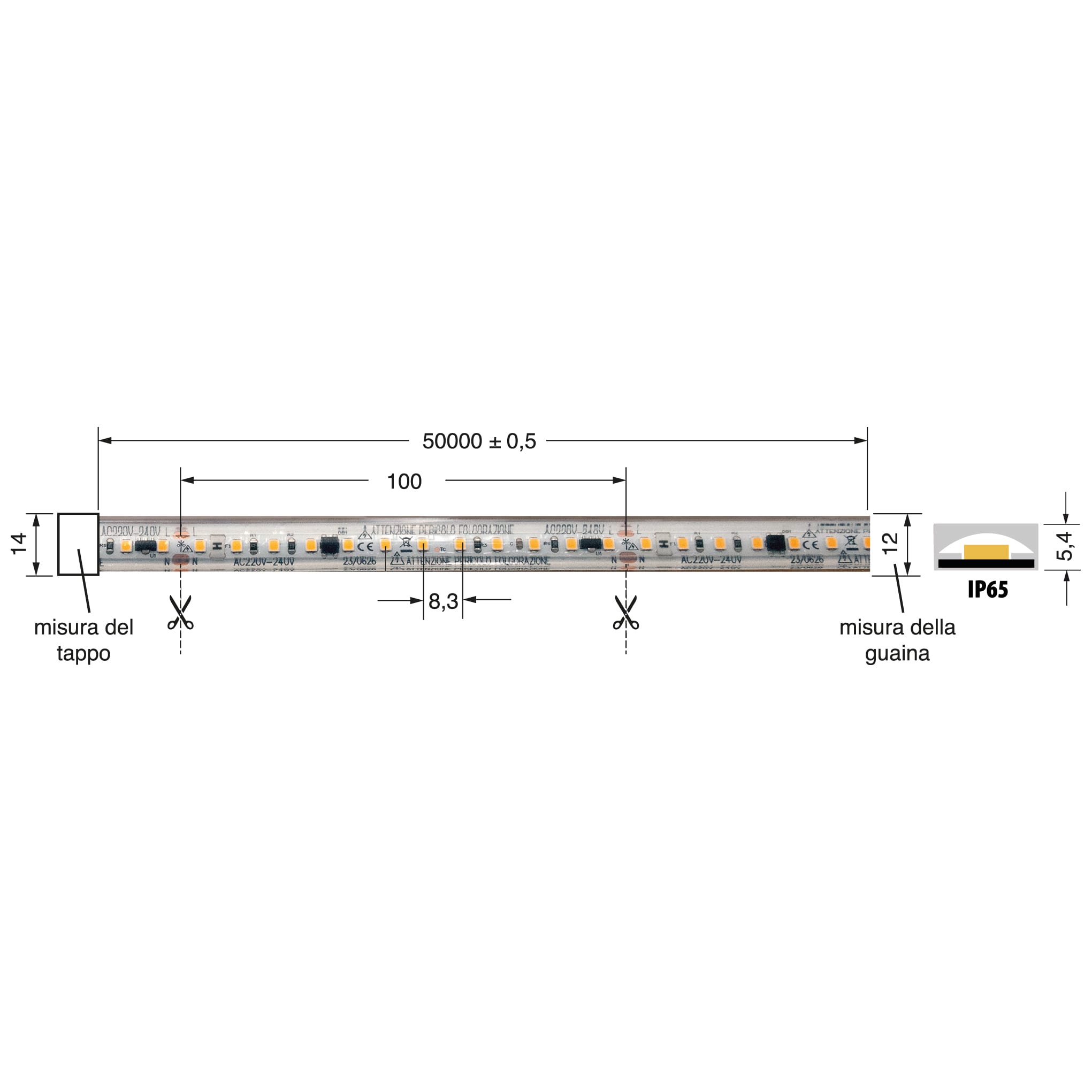 ELCART DISTRIBUTION - STRI.LED 17W/M BC 220V IP65 50M