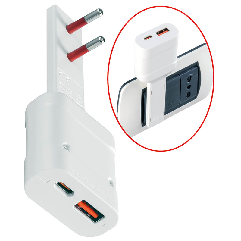 ELCART DISTRIBUTION - CARICAT.USB FLAT C/SPINA 10A NERO