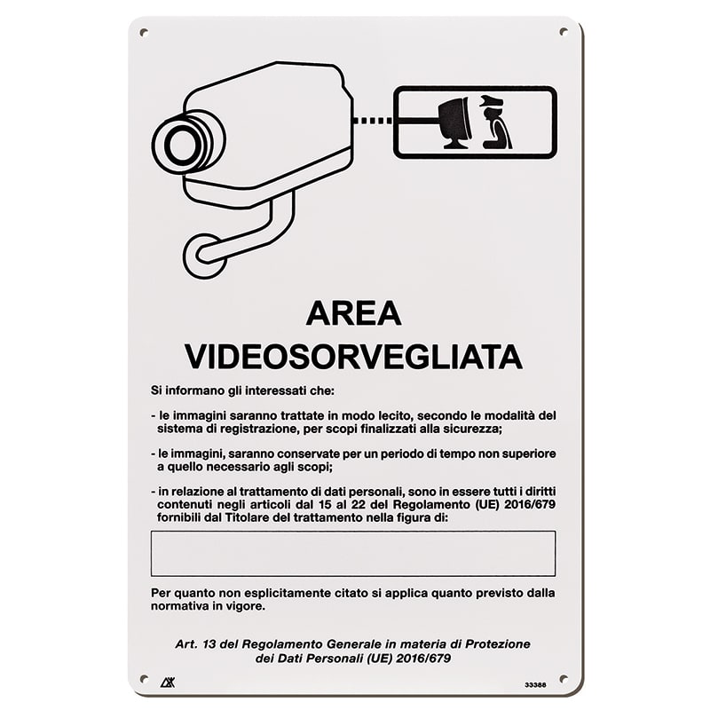 ELCART DISTRIBUTION - CARTELLO AREA VIDEOSORVEGLIATA