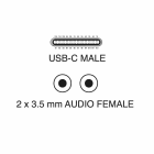 ELCART DISTRIBUTION - ADATT.USB-C -2 JACK  MIC+CUFFIE